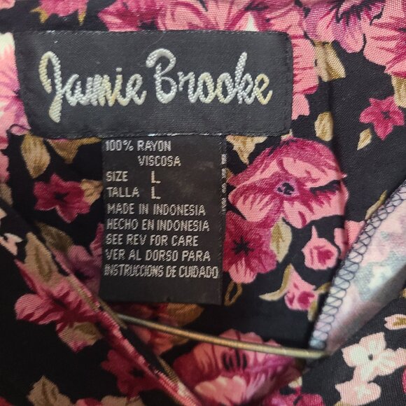 Jamie Brooke Floral Maxi Dress – Black with Pink & White Flowers – Size L – 100% - Picture 5 of 6